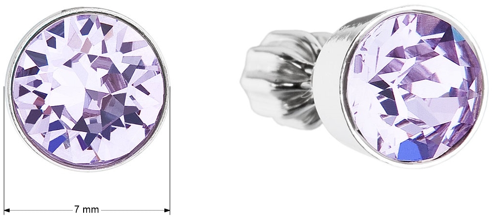 Strieborné náušnice kôstka s krištálmi fialové okrúhle 31113.3 violet