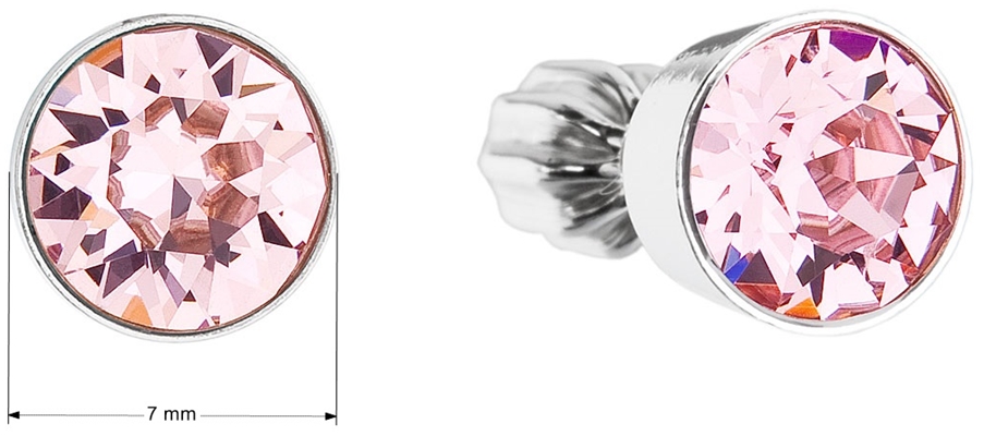 Strieborné náušnice kôstka s krištálmi ružové okrúhle 31113.3 light rose