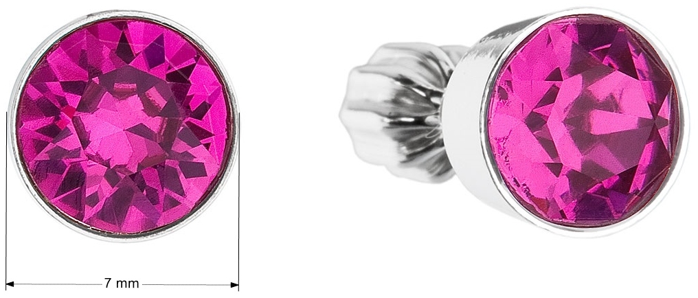Strieborné náušnice kôstka s krištálmi ružové okrúhle 31113.3 fuchsia