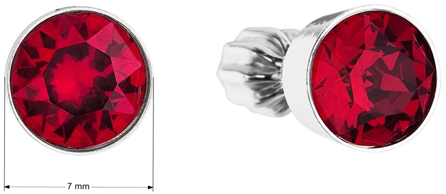 Strieborné náušnice kôstka s krištálmi červené okrúhle 31113.3 ruby