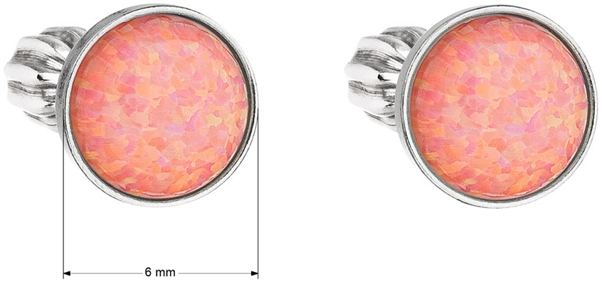 Strieborné náušnice perličky so syntetickým opálom oranžové okrúhle 11001.3