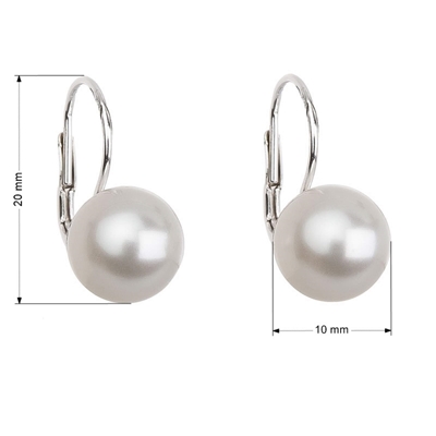 Strieborné náušnice visiace s perlou Preciosa biele okrúhle 31143.1