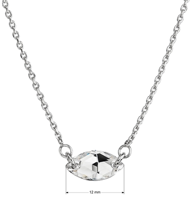 Strieborný náhrdelník s kryštálom Preciosa biely ovál 72084.1 crystal