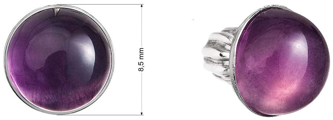 Strieborné náušnice kôstky s pravými minerálnymi kameňmi okrúhle 11491.3 Fluorit Rainbow