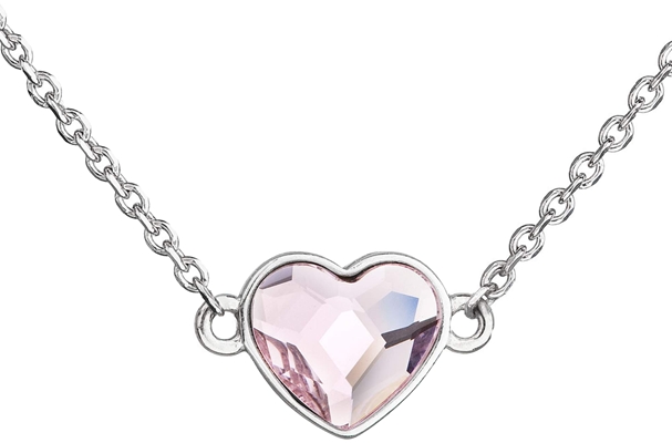 Strieborný náhrdelník s krištálom Swarovski ružové srdce 32061.3 rosaline