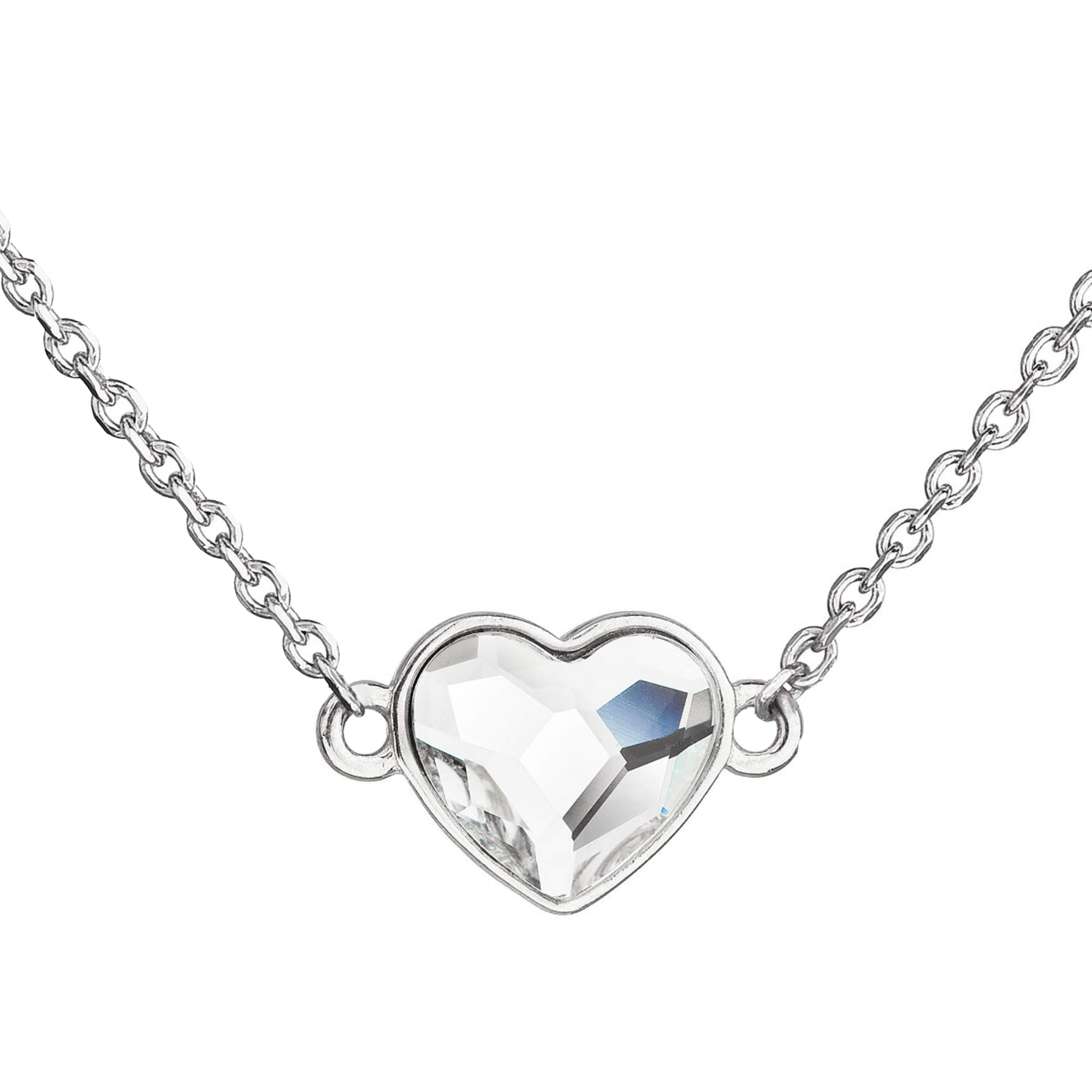 Strieborný náhrdelník s krištálom Swarovski biele srdce 32061.1 crystal