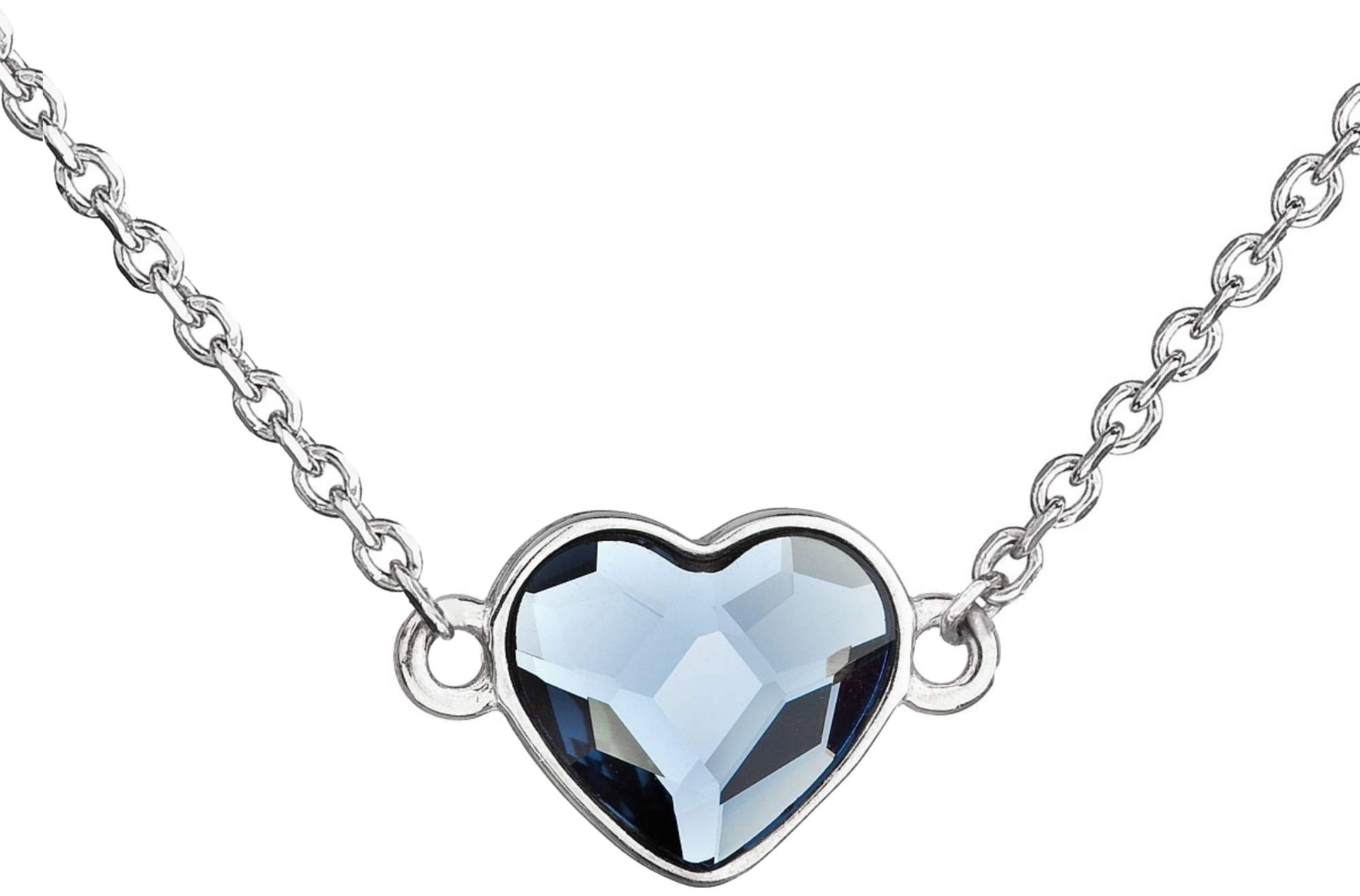 Strieborný náhrdelník s krištálom Swarovski modré srdce 32061.3 denim blue