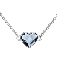 Strieborný náhrdelník s krištálom Swarovski modré srdce 32061.3 denim blue