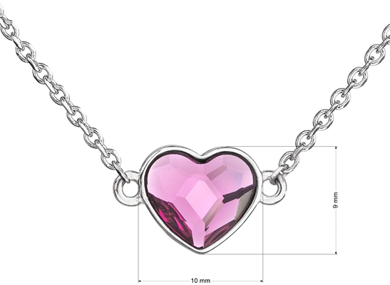 Strieborný náhrdelník s krištálom Swarovski ružové srdce 32061.3 fuchsia