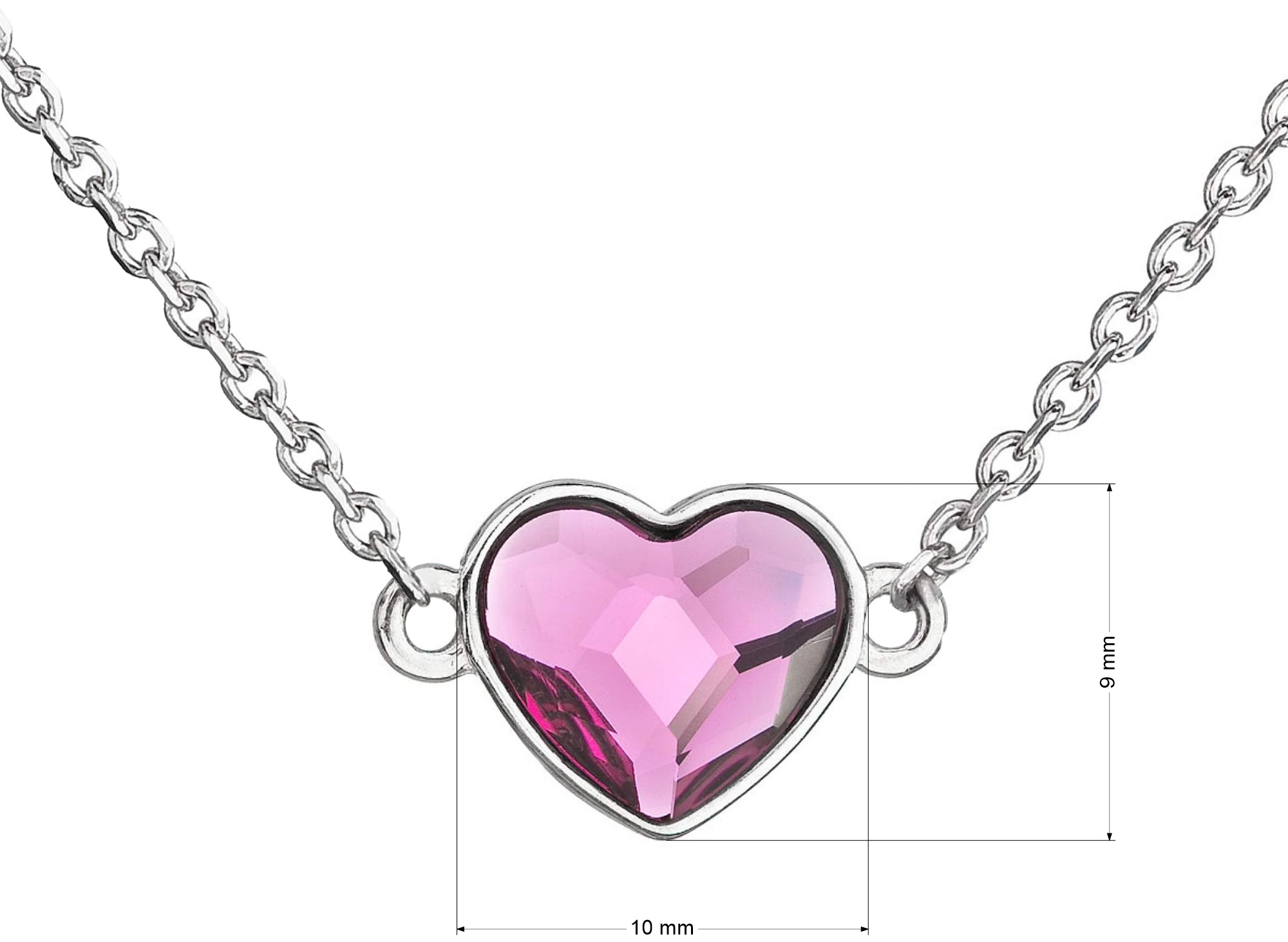 Strieborný náhrdelník s krištálom Swarovski ružové srdce 32061.3 fuchsia