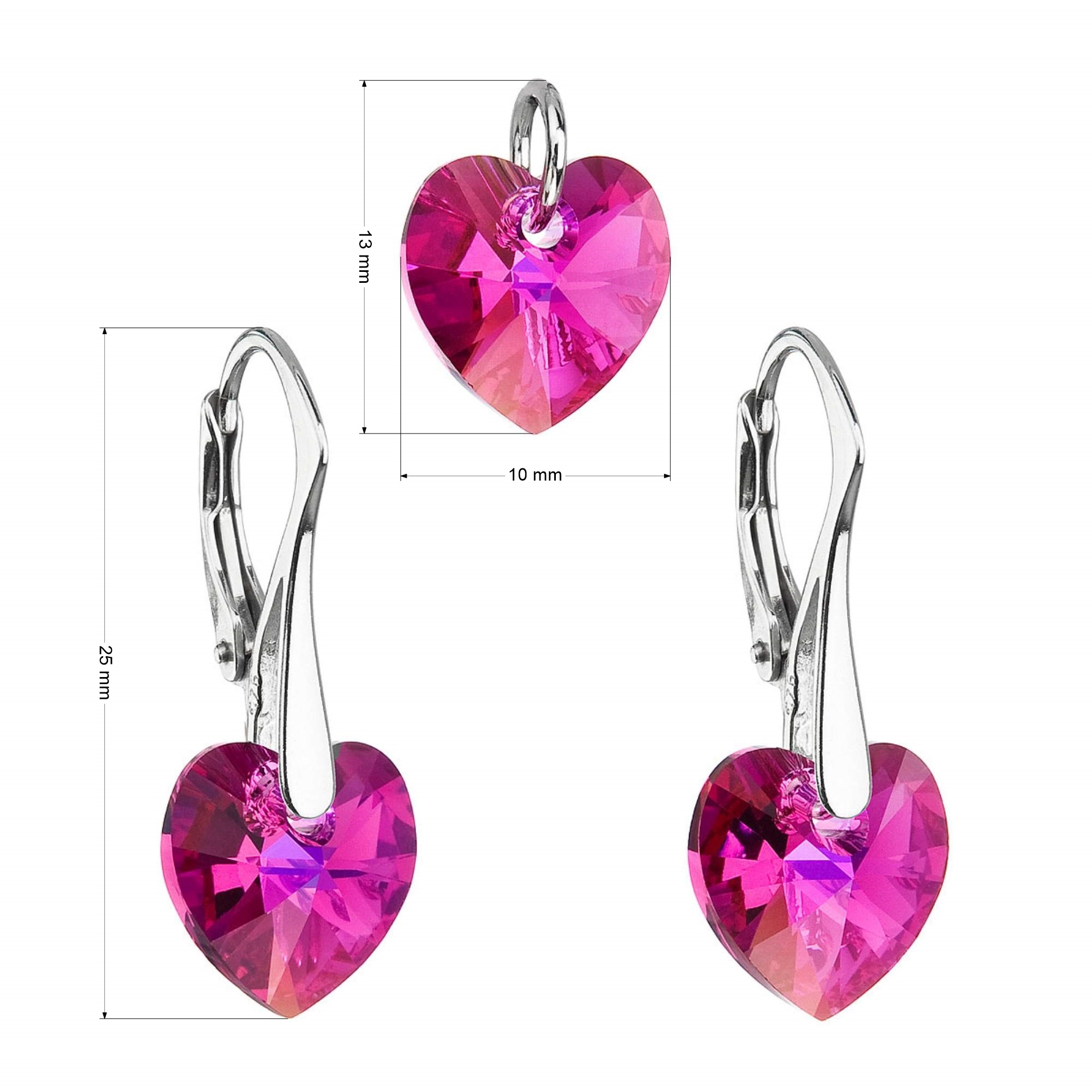 Sada šperkov s krištáľmi Swarovski náušnice a prívesok ružové srdcia 39003.4