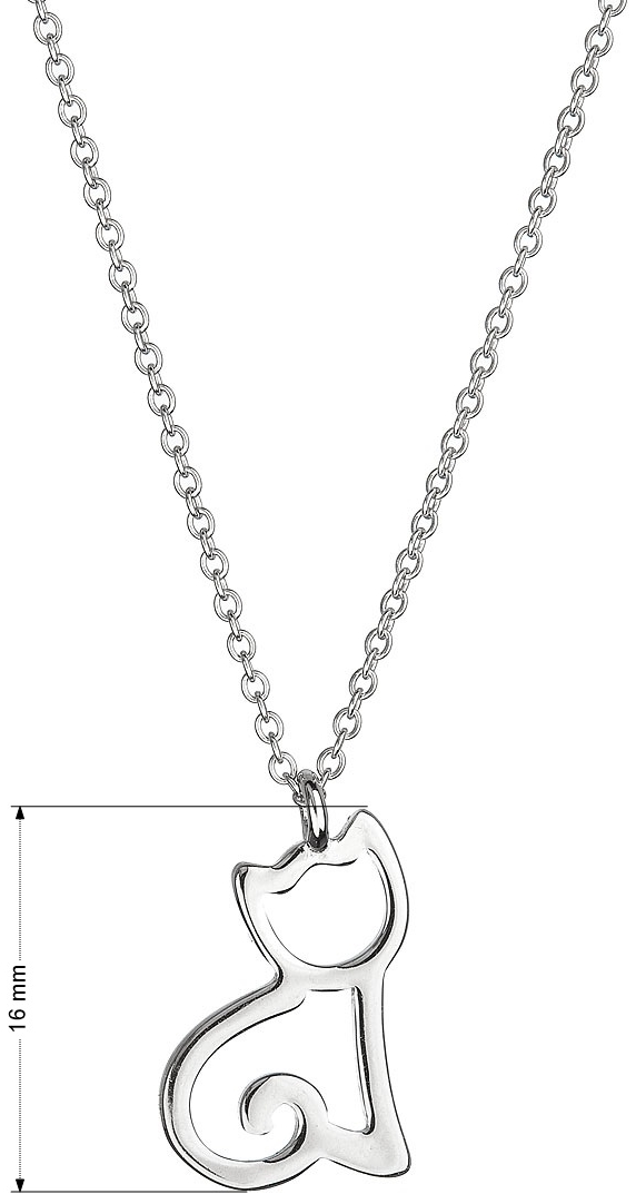 Strieborný náhrdelník s príveskom mačka 62003