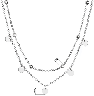 Strieborný náhrdelník dvojradový malé placky a guličky 62007