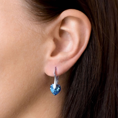 Sada šperkov s krištáľmi Swarovski náušnice a prívesok modré srdcia 39003.5 bermuda blue