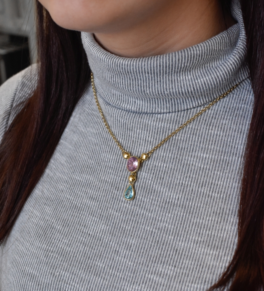 Strieborný náhrdelník s krištálmi Swarovski farebný 72051.3